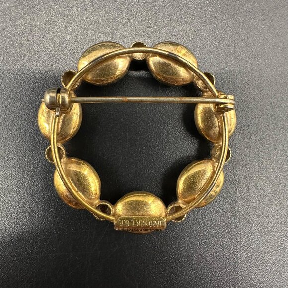 Vintage Brooch Pin Alice Caviness Gold Filled Scarab Egyptian Revival Gemstones - Picture 3 of 9